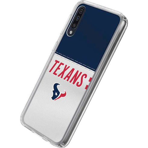 NFL Houston Texans White Striped Galaxy A50 Clear Case