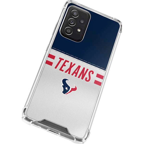 NFL Houston Texans White Striped Galaxy A72 5G Clear Case