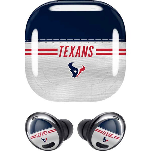 NFL Houston Texans White Striped Galaxy Buds Pro Skin
