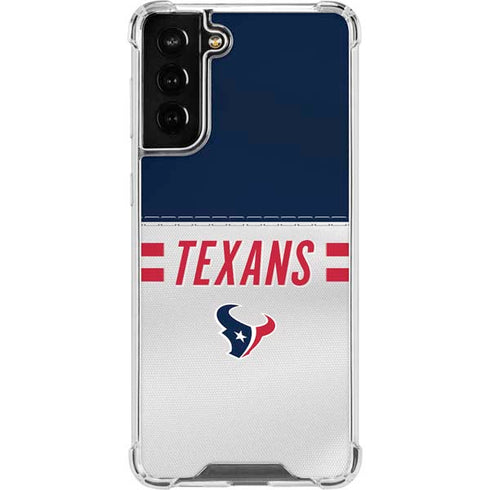 NFL Houston Texans White Striped Galaxy S21 FE Clear Case