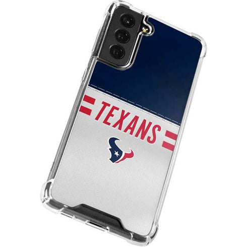 NFL Houston Texans White Striped Galaxy S21 FE Clear Case