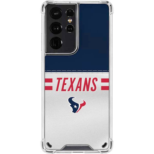 NFL Houston Texans White Striped Galaxy S21 Ultra 5G Clear Case