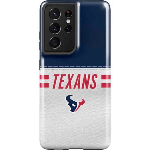 NFL Houston Texans White Striped Galaxy S21 Ultra 5G Pro Case