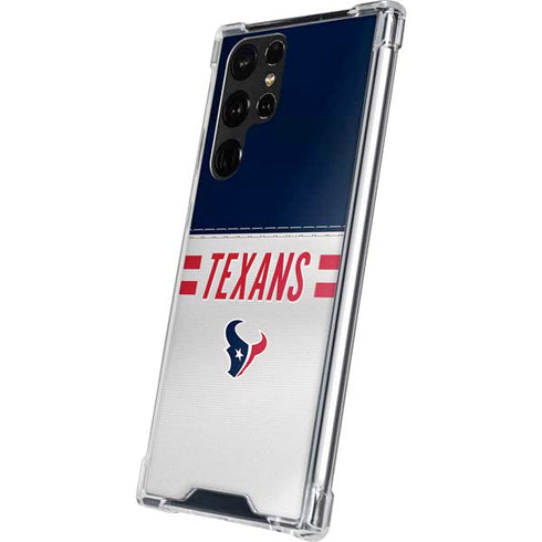 NFL Houston Texans White Striped Galaxy S22 Ultra Clear Case