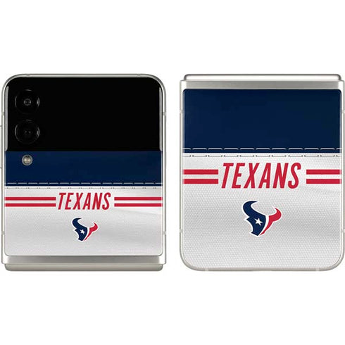 NFL Houston Texans White Striped Galaxy Z Flip3 5G Skin
