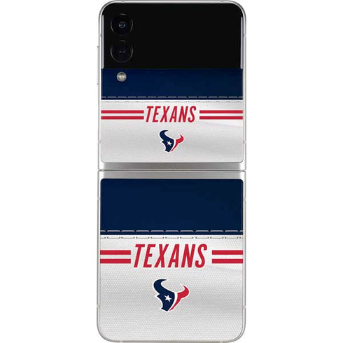 NFL Houston Texans White Striped Galaxy Z Flip3 5G Skin