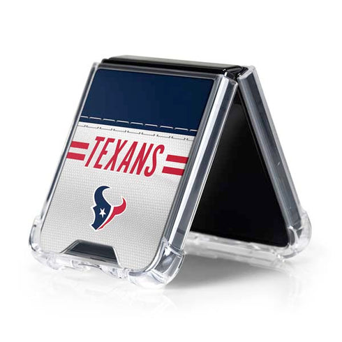 NFL Houston Texans White Striped Galaxy Z Flip5 5G Clear Case