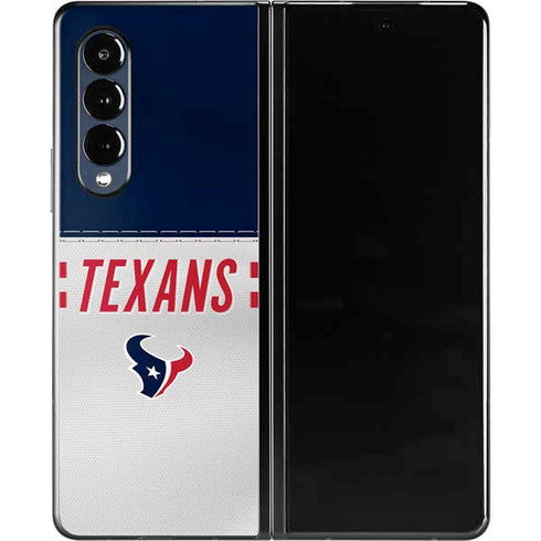 NFL Houston Texans White Striped Galaxy Z Fold3 5G Skin