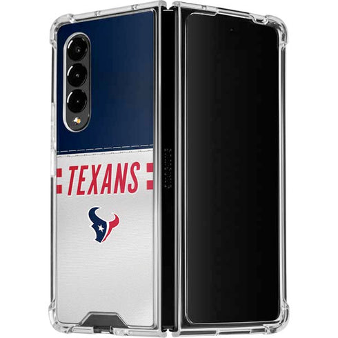 NFL Houston Texans White Striped Galaxy Z Fold4 5G Clear Case
