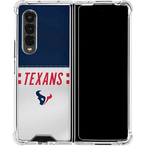 NFL Houston Texans White Striped Galaxy Z Fold4 5G Clear Case