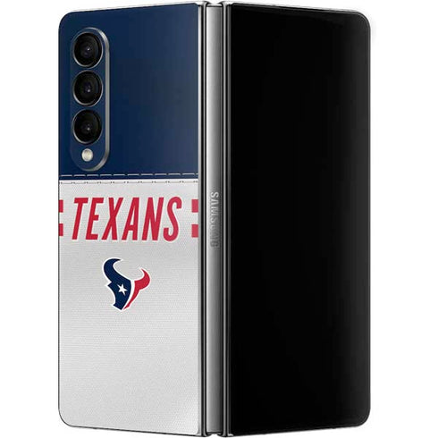 NFL Houston Texans White Striped Galaxy Z Fold4 5G Skin