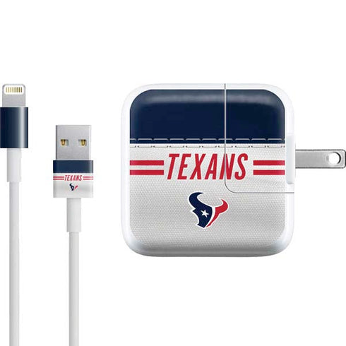 NFL Houston Texans White Striped iPad Charger (10W USB) Skin