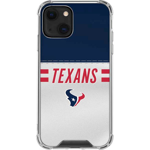 NFL Houston Texans White Striped iPhone 13 Mini Clear Case