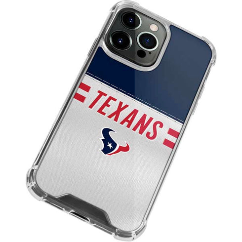 NFL Houston Texans White Striped iPhone 13 Pro Clear Case