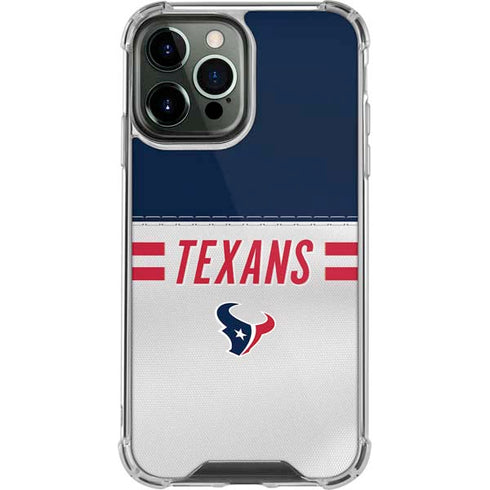 NFL Houston Texans White Striped iPhone 13 Pro Max Clear Case
