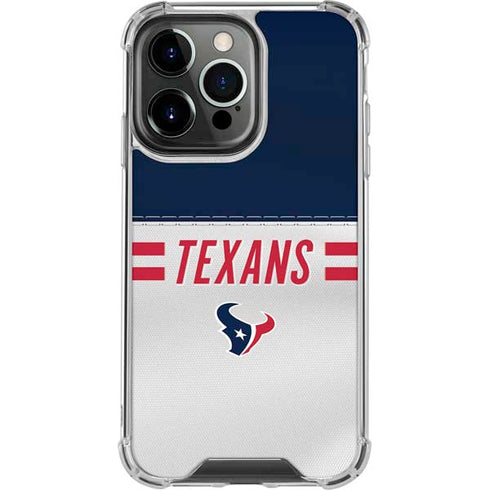 NFL Houston Texans White Striped iPhone 15 Pro Clear Case