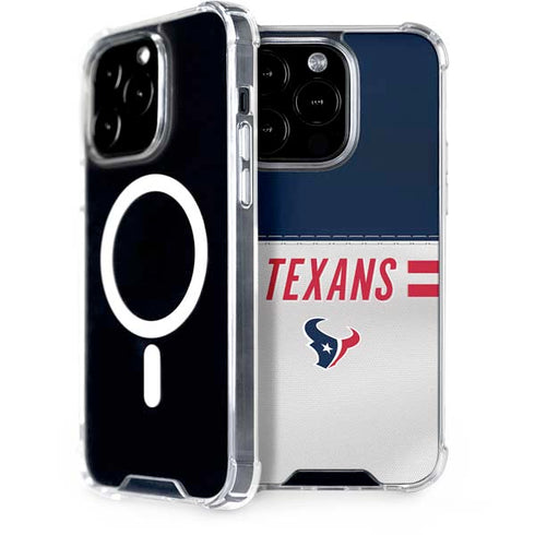 NFL Houston Texans White Striped iPhone 14 Pro MagSafe Case