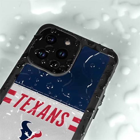 NFL Houston Texans White Striped iPhone 14 Pro Max Waterproof Case