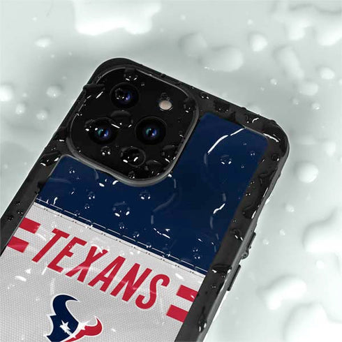 NFL Houston Texans White Striped iPhone 14 Pro Waterproof Case