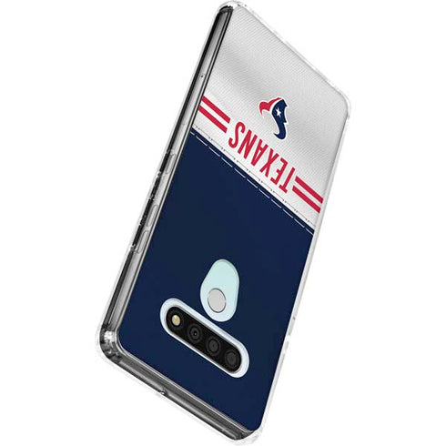 NFL Houston Texans White Striped LG Stylo 6 Clear Case