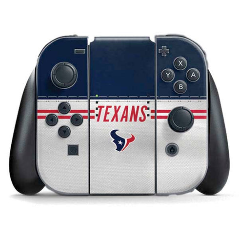 NFL Houston Texans White Striped Nintendo Switch (2017-2021) Joy-Con Controller Skin