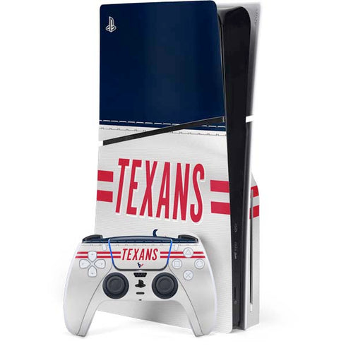 NFL Houston Texans White Striped PS5 Slim Disk Bundle Skin