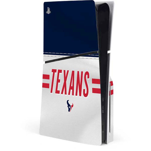 NFL Houston Texans White Striped PS5 Slim Disk Console Skin