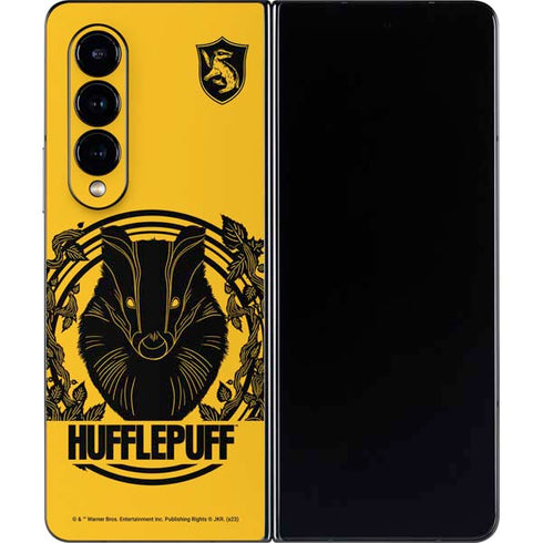 Wizarding Worlds Harry Potter Hufflepuff Illustration Galaxy Z Fold4 5G Skin