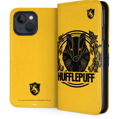 Wizarding Worlds Harry Potter Hufflepuff Illustration iPhone 15 Plus Folio Case