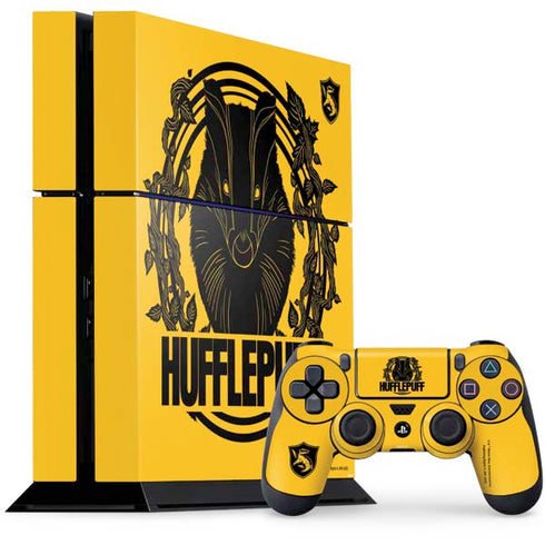 Wizarding Worlds Harry Potter Hufflepuff Illustration PS4 Console and Controller Bundle Skin