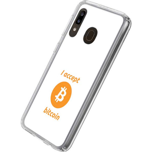 I Accept Bitcoin Galaxy A20 Clear Case