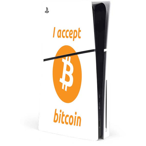 I Accept Bitcoin PS5 Slim Disk Console Skin