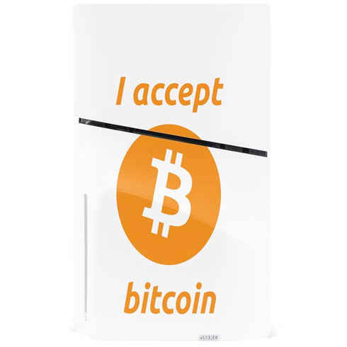 I Accept Bitcoin PS5 Slim Disk Console Skin