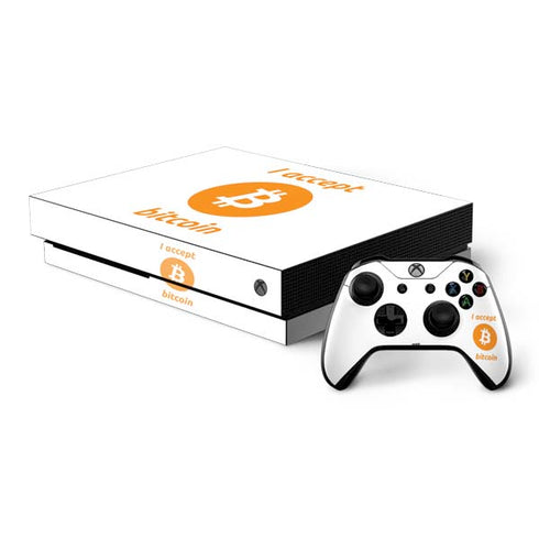 I Accept Bitcoin Xbox One X Bundle Skin