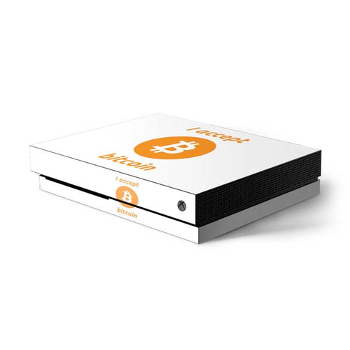 I Accept Bitcoin Xbox One X Console Skin