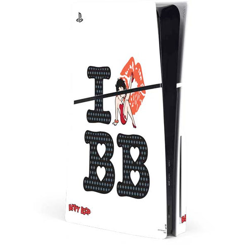 Betty Boop I Love BB PS5 Slim Disk Console Skin