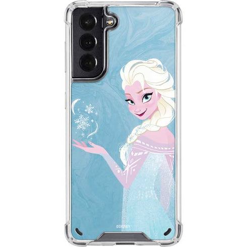 Disney Frozen Ice Blue Elsa Art Galaxy S21 5G Clear Case