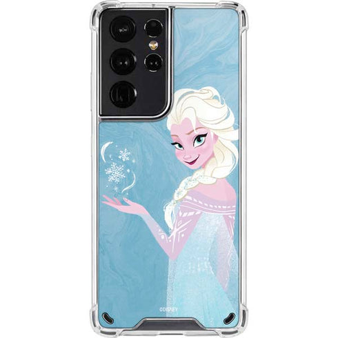 Disney Frozen Ice Blue Elsa Art Galaxy S21 Ultra 5G Clear Case