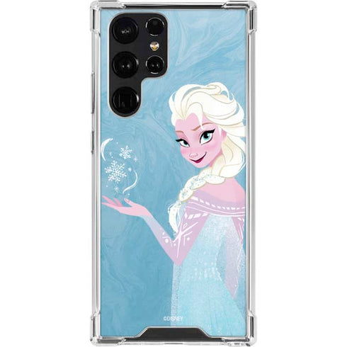 Disney Frozen Ice Blue Elsa Art Galaxy S22 Ultra Clear Case