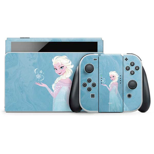 Disney Frozen Ice Blue Elsa Art Nintendo Switch OLED (2021) Skin