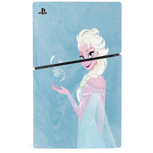 Disney Frozen Ice Blue Elsa Art PS5 Slim Disk Console Skin