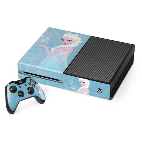 Disney Frozen Ice Blue Elsa Art Xbox One Console and Controller Bundle Skin