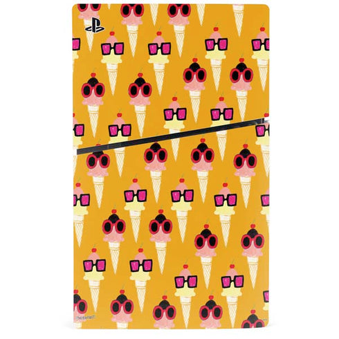 Bouffants and Broken Hearts Ice Cream with Shades PS5 Slim Disk Console Skin