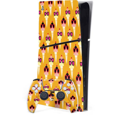 Bouffants and Broken Hearts Ice Cream with Shades PS5 Slim Digital Edition Console Skin
