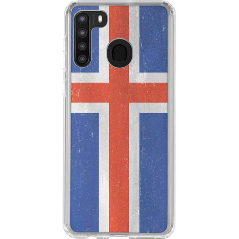 Iceland Flag Distressed Galaxy A21 Clear Case