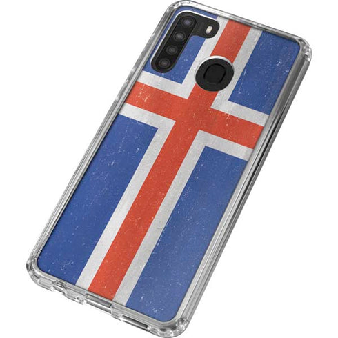 Iceland Flag Distressed Galaxy A21 Clear Case