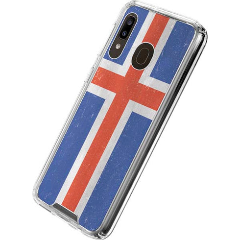 Iceland Flag Distressed Galaxy A30 Clear Case