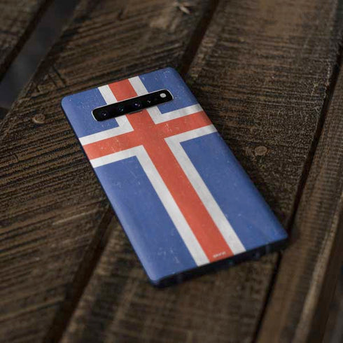 Iceland Flag Distressed Galaxy S10 Skin