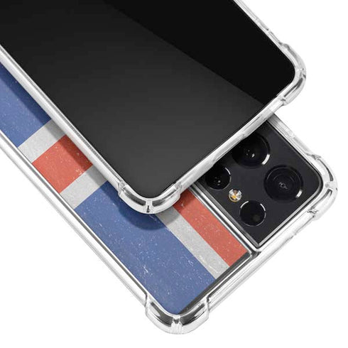 Iceland Flag Distressed Galaxy S21 Ultra 5G Clear Case