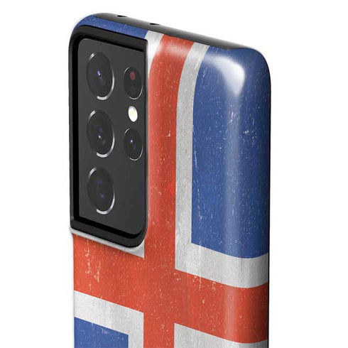 Iceland Flag Distressed Galaxy S21 Ultra 5G Pro Case